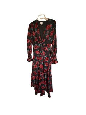 Dee Elly "Roma Rose" Twist-Front Floral Maxi Dress in size medium
